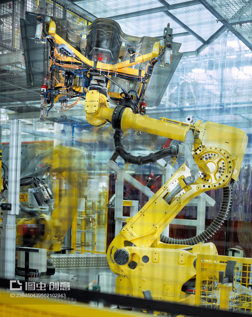 Car body welding robots in car factory